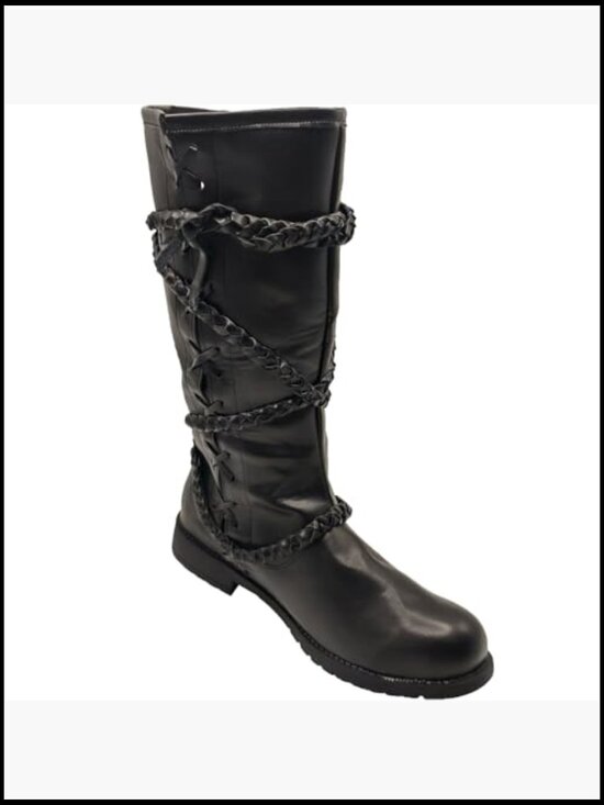 Men\'s Medieval Faux Leather Boots Lace Up Cosplay Gothic Pirate Viking Shoes main image 7
